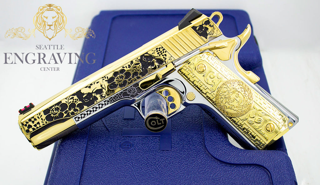 Buy COLT 1911, 45ACP Competition, Skulls & Flowers Design with 24K