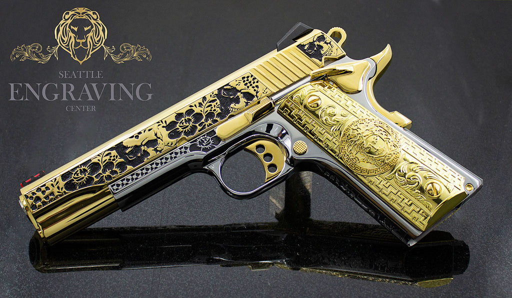 Buy COLT 1911, 45ACP Competition, Skulls & Flowers Design with 24K